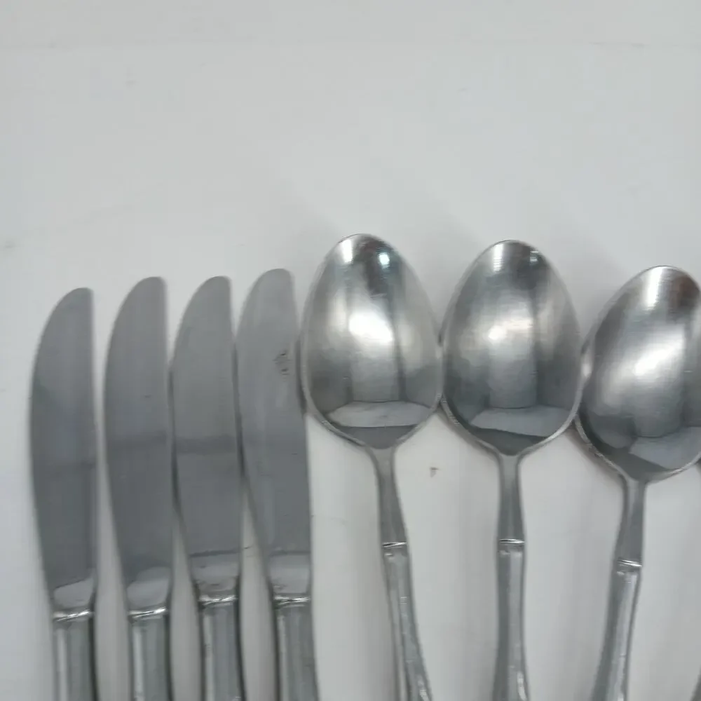 20X Set stainless flatware Bel-Pre Korea BAMBOO PATTERN Spoons Forks Knives